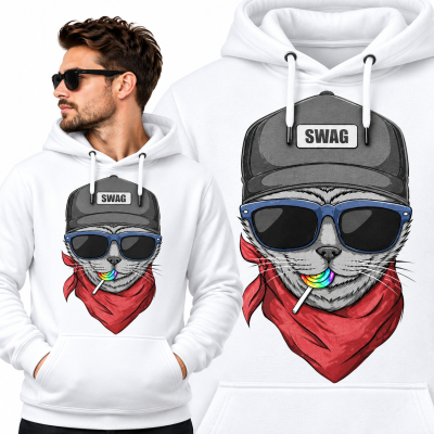 BLUZA Z KAPTUREM  ZWIERZĘTA  SWAGCAT